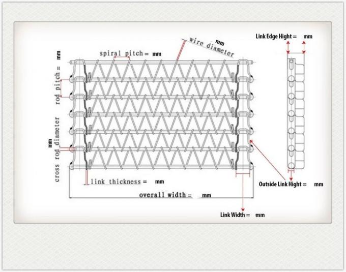 nastro metallico di 400mm 500mm Mesh Conveyor Flat Flex Belt con la catena 1