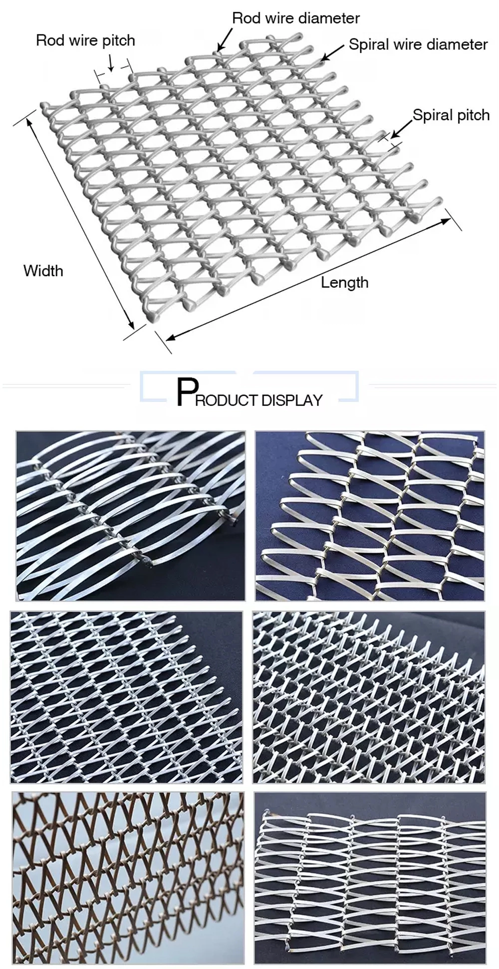 Cavo Mesh Conveyor Belt del commestibile 304 di acciaio inossidabile per l'alimento del congelatore